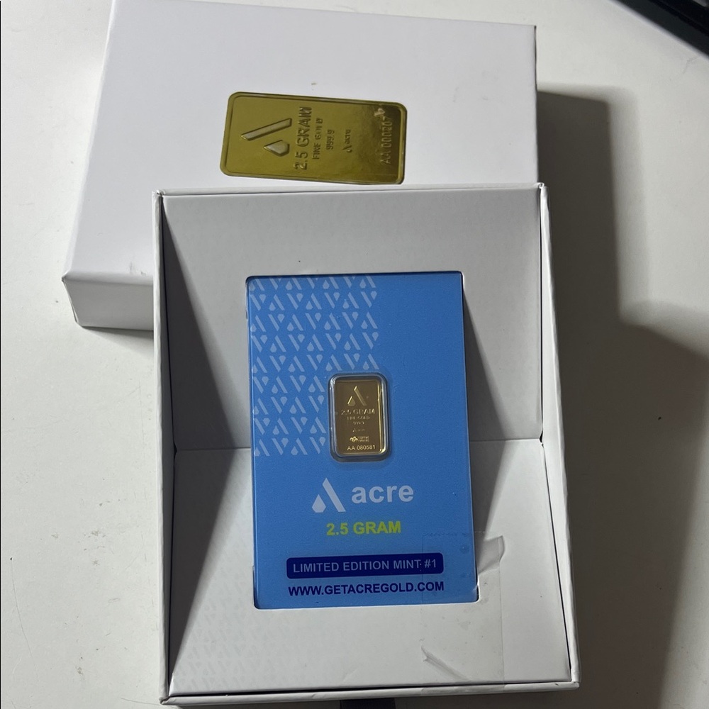 One Acre Swiss 2.5 Fine Gold Bar 999.9 W/ Original box, RARE